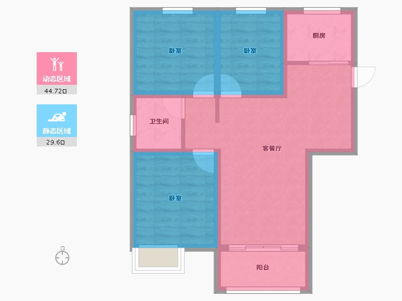 江苏省-扬州市-现代城-65.76-户型库-动静分区