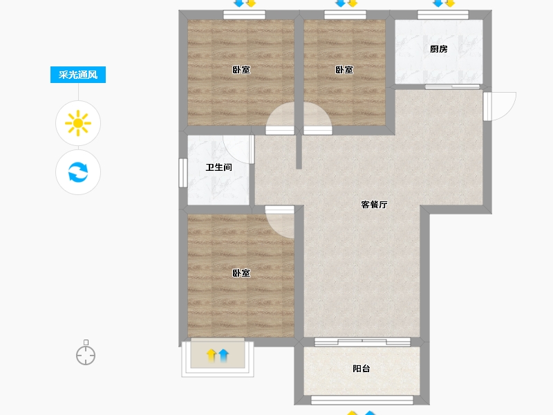 江苏省-扬州市-现代城-65.76-户型库-采光通风