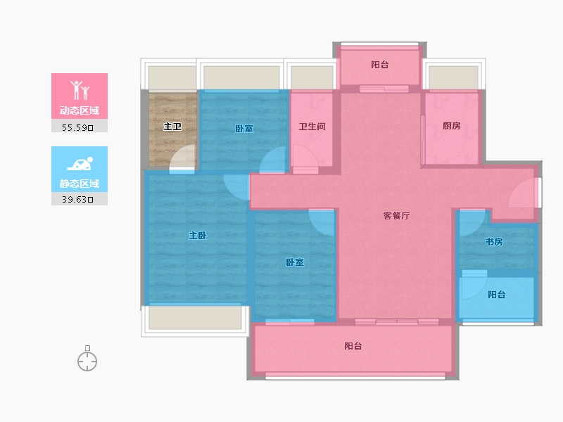 广东省-河源市-龙光玖云臺-88.72-户型库-动静分区