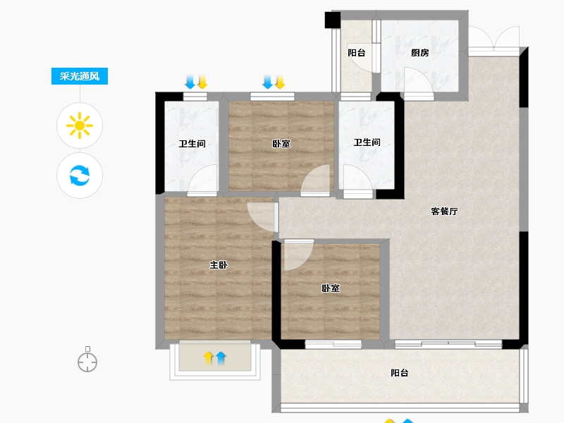 云南省-昭通市-万景進園-74.91-户型库-采光通风