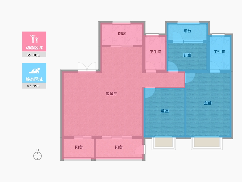 江苏省-扬州市-嘉年华唐悦-101.60-户型库-动静分区