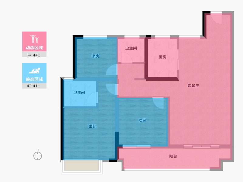 湖北省-荆门市-世茂长投龙山中央商务区-95.77-户型库-动静分区