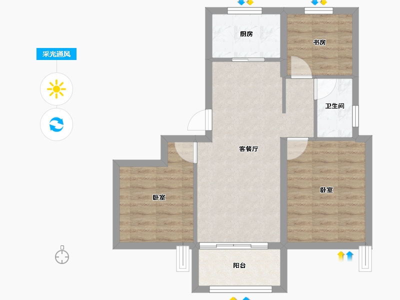 江苏省-扬州市-现代城-60.21-户型库-采光通风