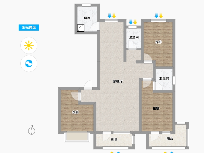 河北省-邢台市-京福苑-91.65-户型库-采光通风