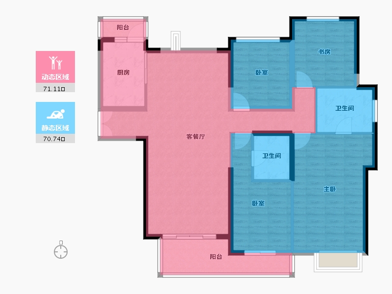 江苏省-常州市-星河国际-128.00-户型库-动静分区