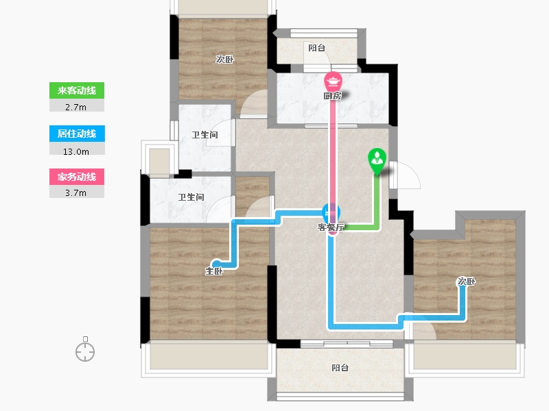 湖北省-荆门市-碧桂园翡翠公馆-69.62-户型库-动静线