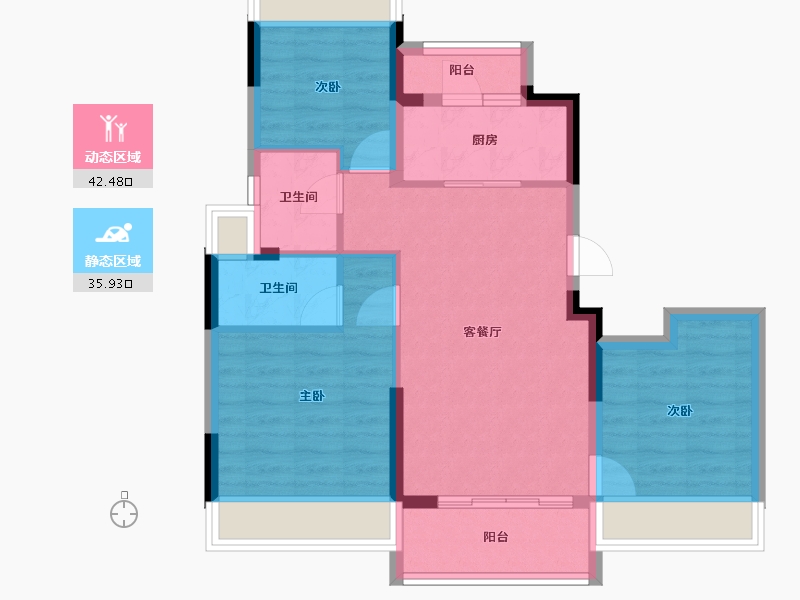 湖北省-荆门市-碧桂园翡翠公馆-69.62-户型库-动静分区