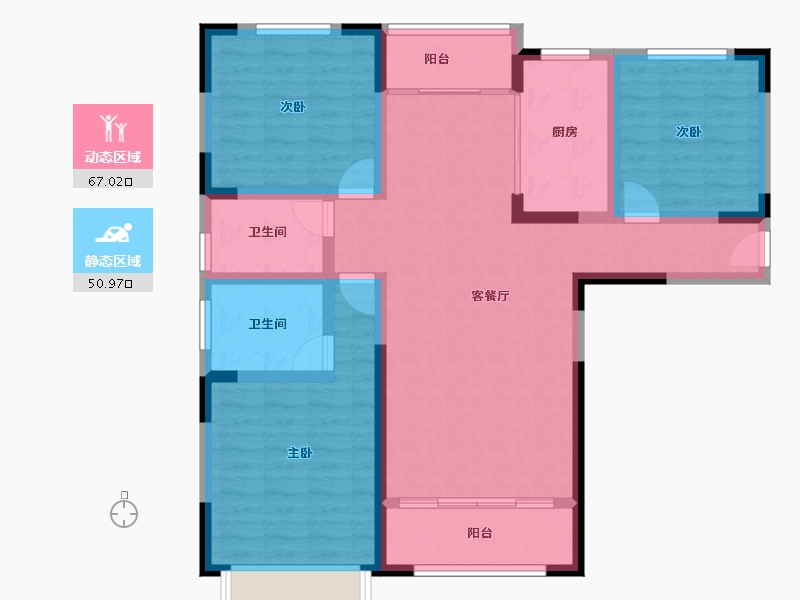 甘肃省-定西市-福门新天地-105.15-户型库-动静分区