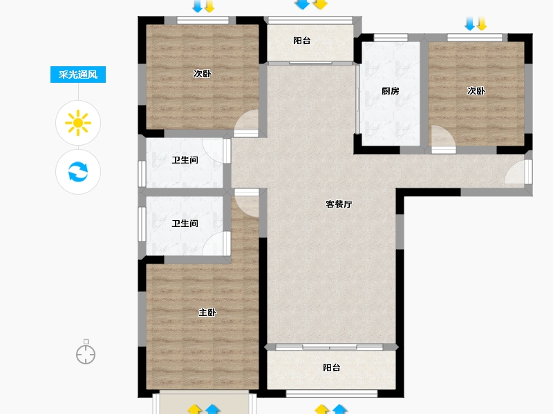 甘肃省-定西市-福门新天地-105.15-户型库-采光通风