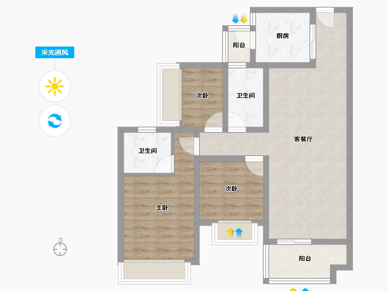 四川省-绵阳市-领地城-76.26-户型库-采光通风