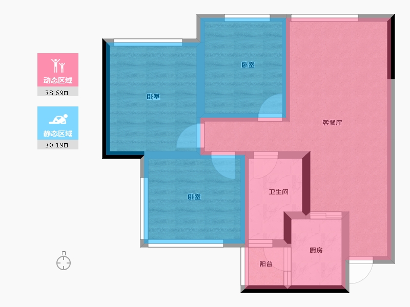 四川省-绵阳市-兴发公园华府-59.80-户型库-动静分区