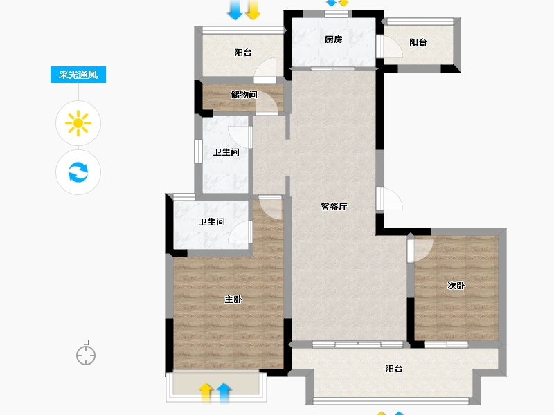 河南省-周口市-周口建业世和府三期-92.00-户型库-采光通风