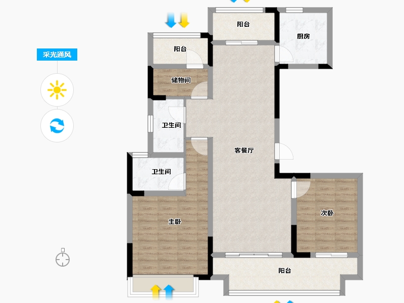 河南省-周口市-周口建业世和府三期-101.00-户型库-采光通风