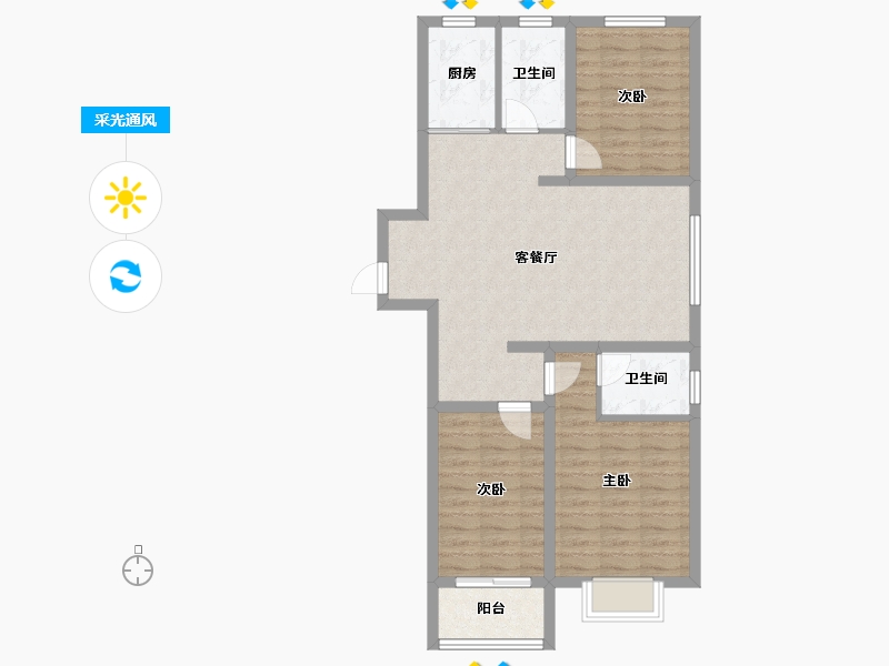 河北省-邢台市-兰德庭院-83.23-户型库-采光通风