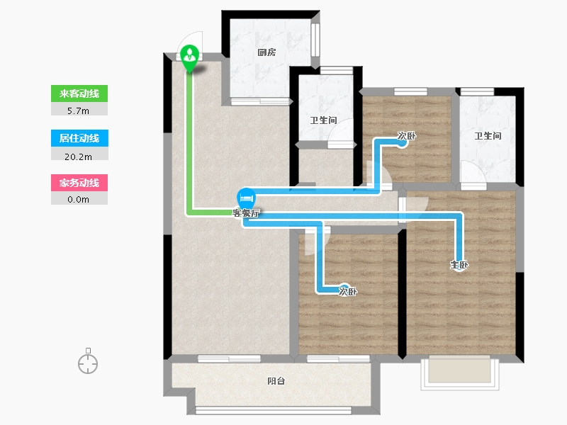 湖北省-咸宁市-卓尔赤壁公馆-93.95-户型库-动静线