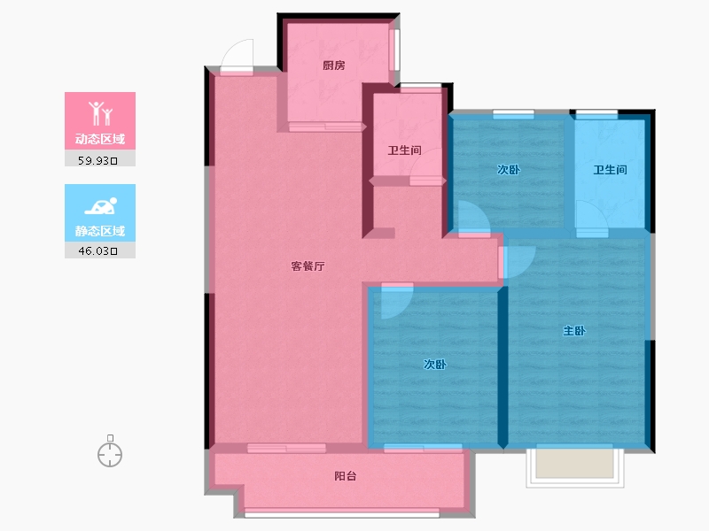 湖北省-咸宁市-卓尔赤壁公馆-93.95-户型库-动静分区