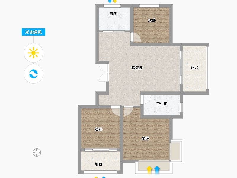 河南省-周口市-大兴第一城-84.30-户型库-采光通风