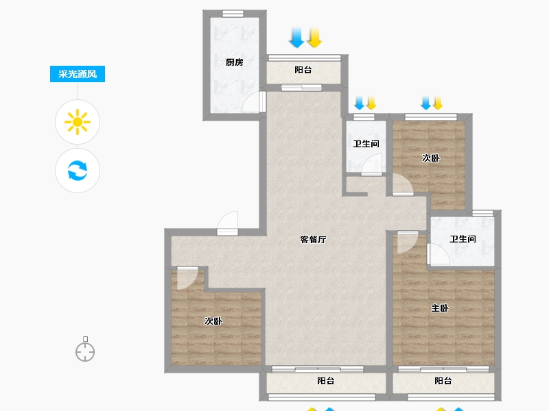 河南省-周口市-建业天悦-100.80-户型库-采光通风