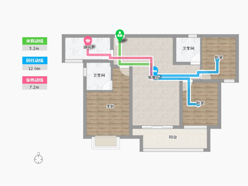 江苏省-徐州市-绿地运河小镇-86.40-户型库-动静线