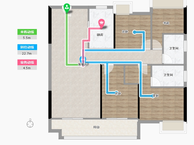 湖北省-咸宁市-卓尔赤壁公馆-102.77-户型库-动静线