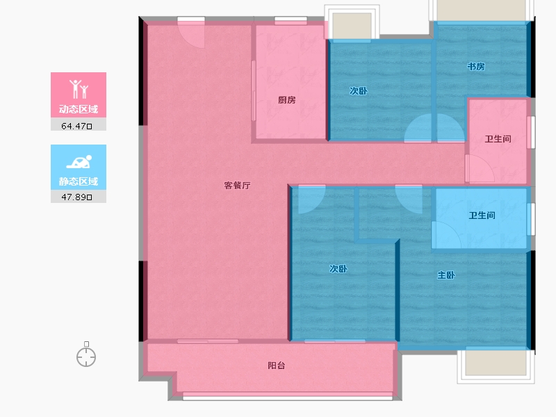 湖北省-咸宁市-卓尔赤壁公馆-102.77-户型库-动静分区