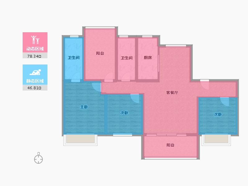 河南省-信阳市-罗山碧桂园学府世家-111.57-户型库-动静分区