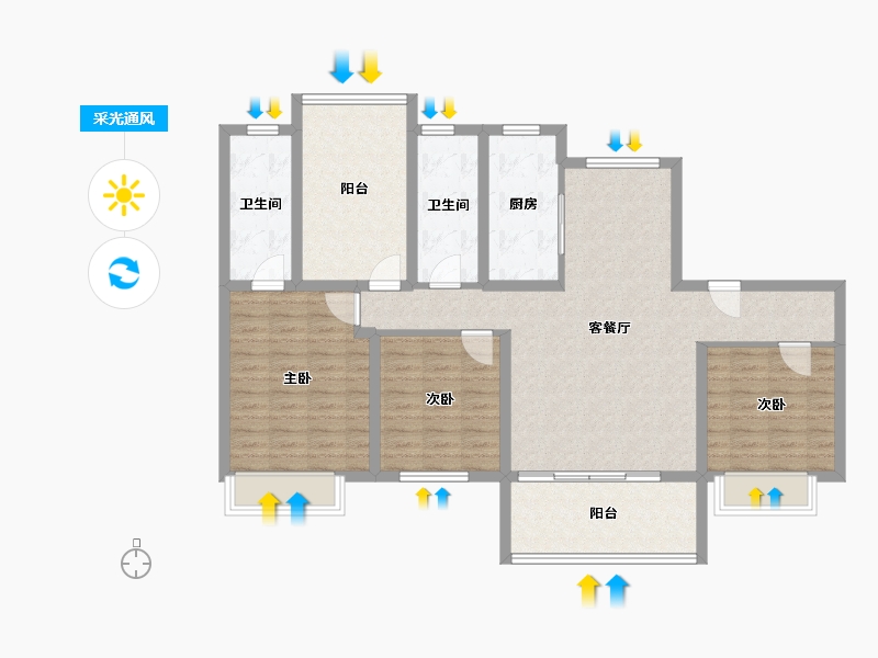 河南省-信阳市-罗山碧桂园学府世家-111.57-户型库-采光通风