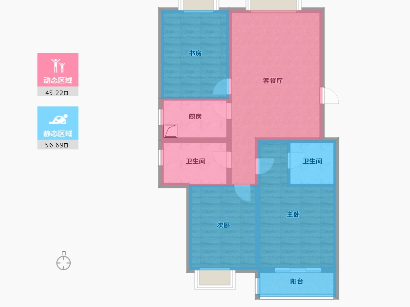 安徽省-黄山市-凤凰佳苑-90.85-户型库-动静分区