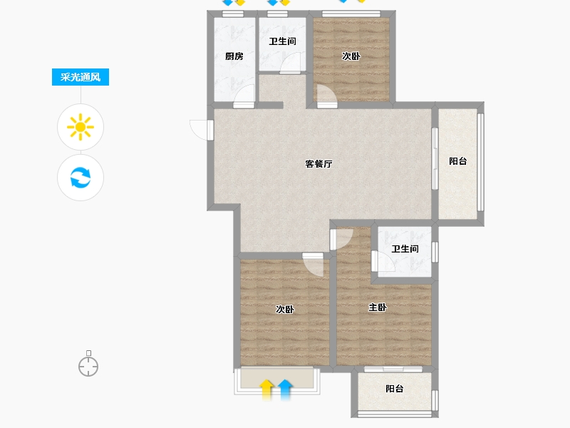 河南省-周口市-大兴第一城-102.81-户型库-采光通风