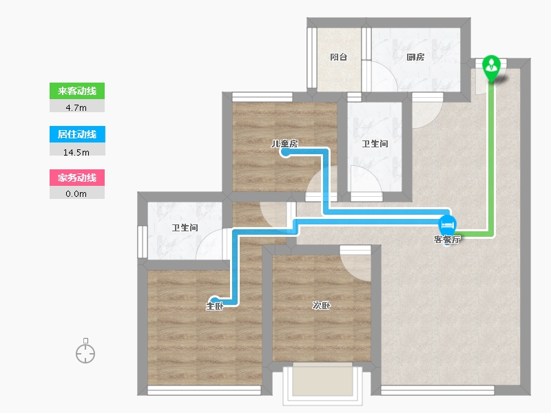 四川省-绵阳市-高又高新天骄-60.94-户型库-动静线