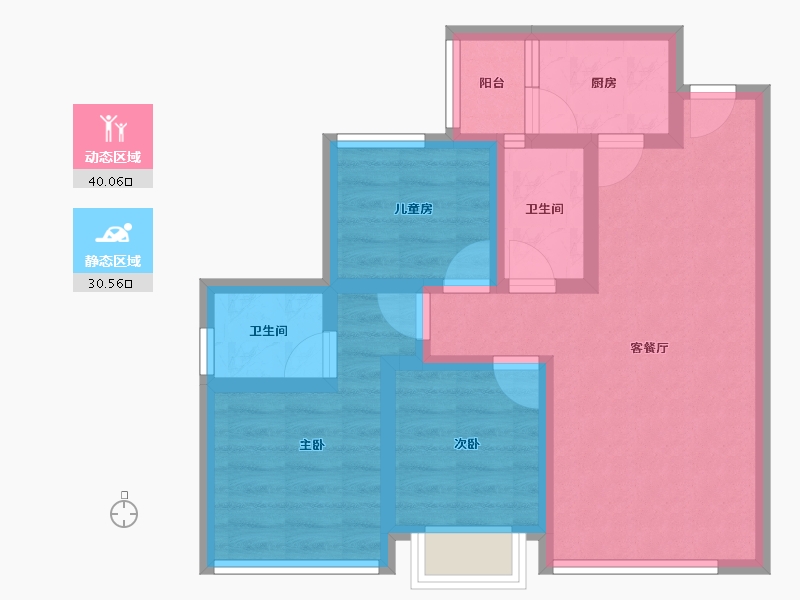 四川省-绵阳市-高又高新天骄-60.94-户型库-动静分区