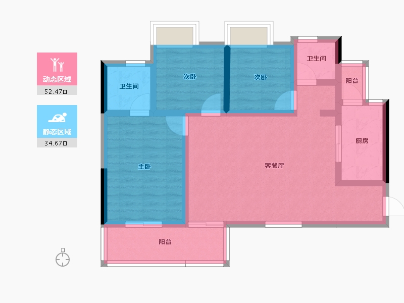 四川省-绵阳市-领地城-76.75-户型库-动静分区