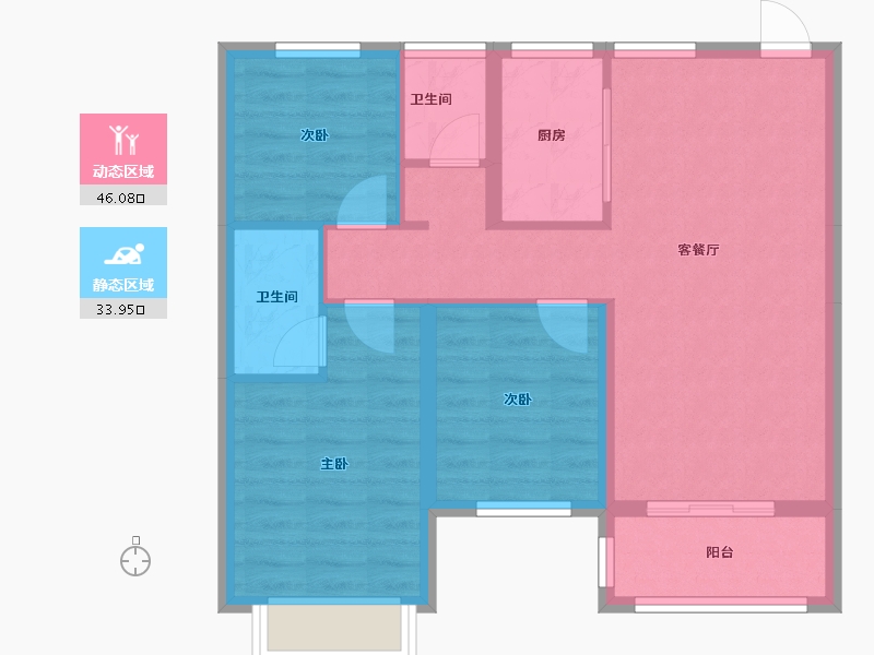 河北省-邢台市-金科和院-71.41-户型库-动静分区