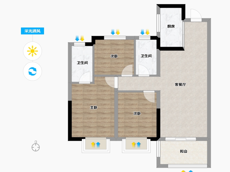 江西省-鹰潭市-铭欣·公园壹号-71.01-户型库-采光通风