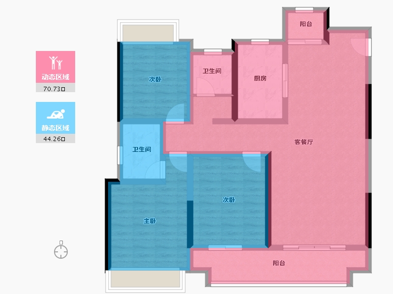 湖北省-咸宁市-崇阳壹号院-101.85-户型库-动静分区