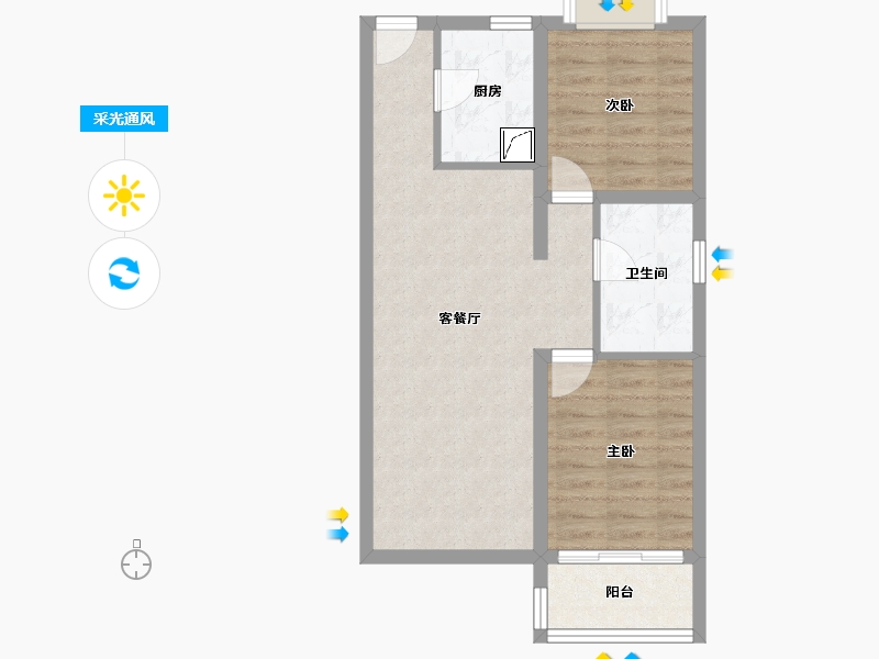 安徽省-黄山市-凤凰佳苑-60.22-户型库-采光通风