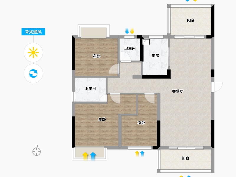 广西壮族自治区-崇左市-金龙湖畔-120.00-户型库-采光通风