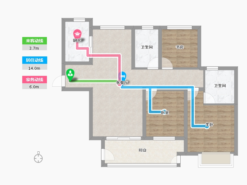 江苏省-徐州市-绿地运河小镇-86.40-户型库-动静线