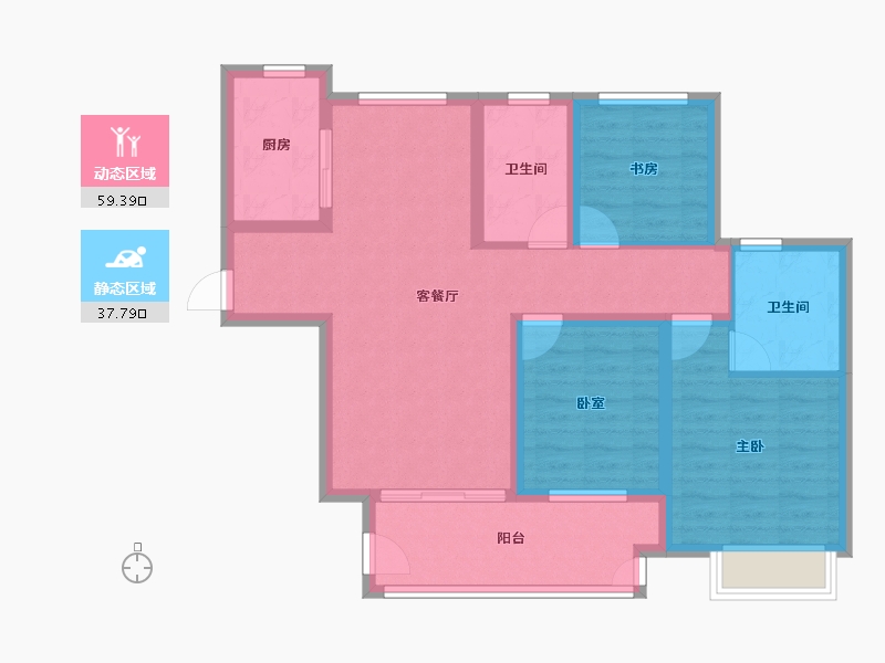 江苏省-徐州市-绿地运河小镇-86.40-户型库-动静分区