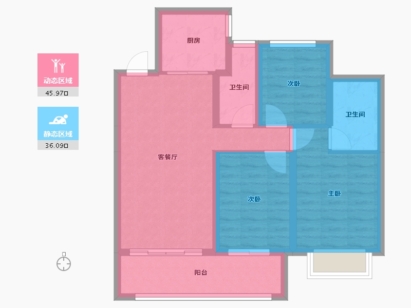 河北省-邢台市-金科和院-72.74-户型库-动静分区