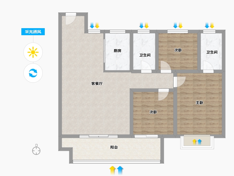 河南省-信阳市-罗山建业府-98.16-户型库-采光通风