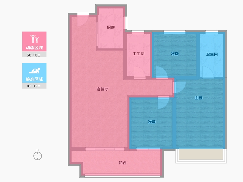 河南省-信阳市-罗山建业府-88.06-户型库-动静分区