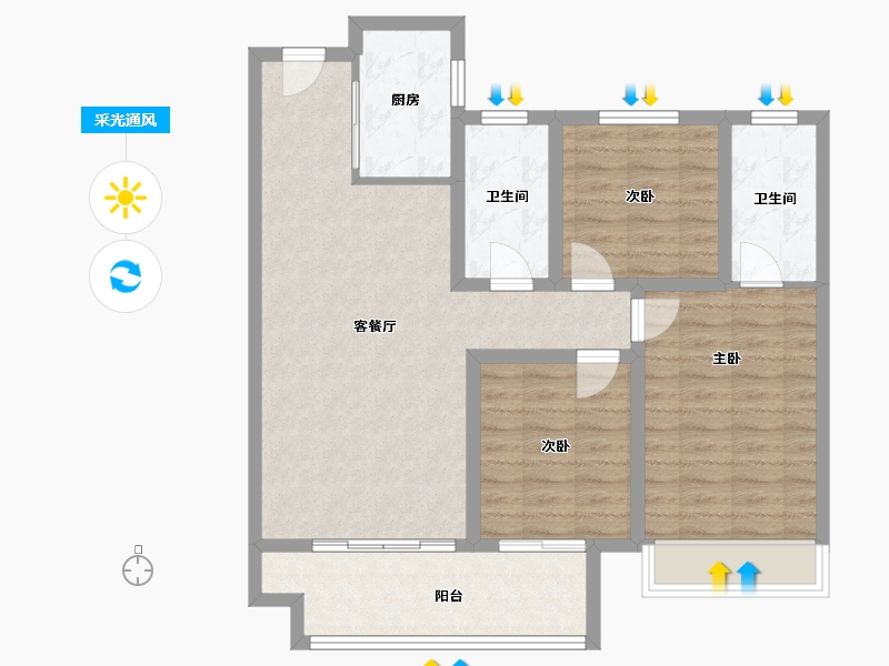 河南省-信阳市-罗山建业府-88.06-户型库-采光通风