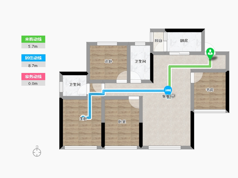 四川省-绵阳市-兴发公园华府-74.42-户型库-动静线