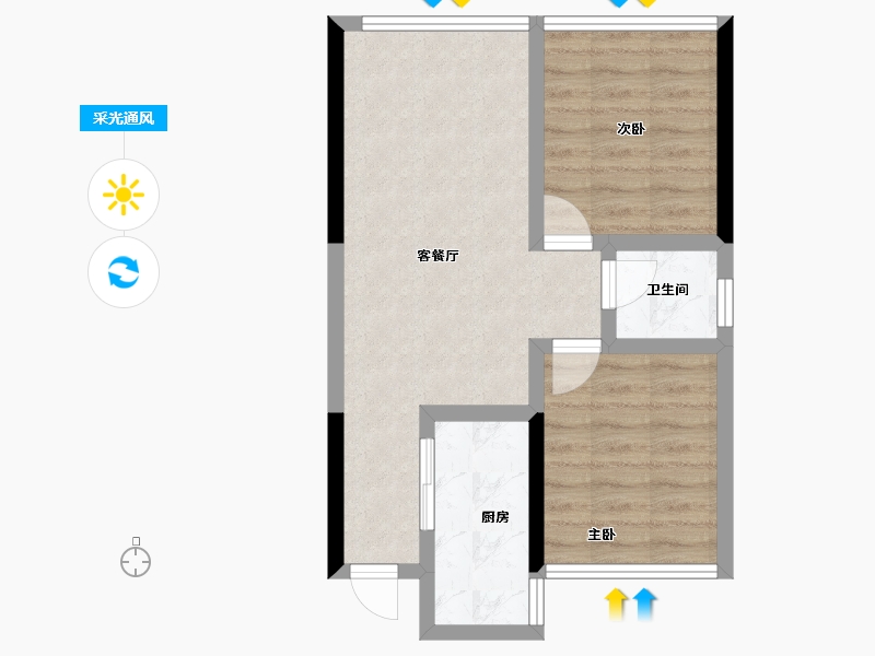 四川省-绵阳市-兴发公园华府-52.18-户型库-采光通风