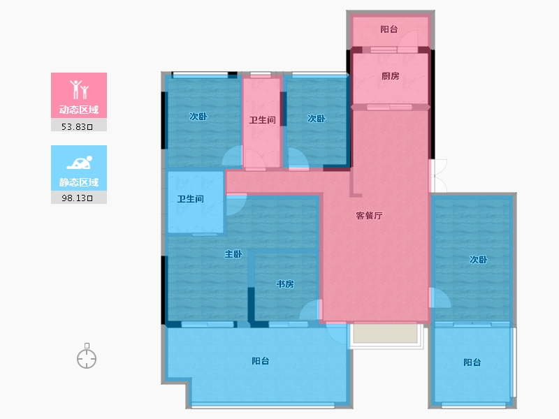 云南省-临沧市-海棠佳园三期天樾-136.48-户型库-动静分区