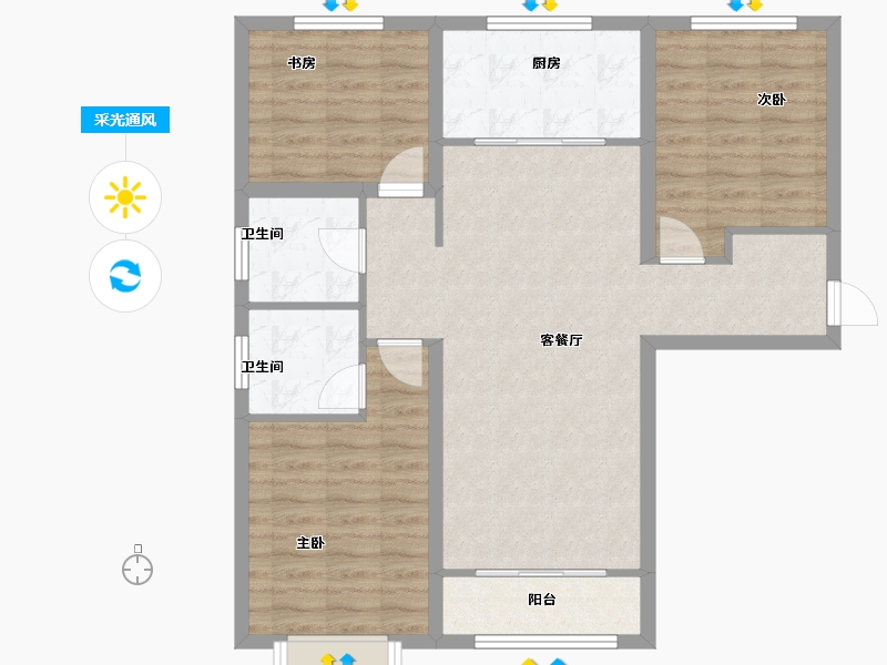 河北省-保定市-鹏渤印象城-86.39-户型库-采光通风