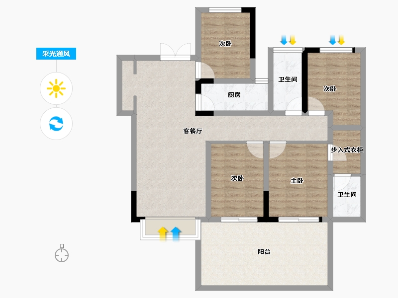 云南省-临沧市-海棠佳园三期天樾-99.24-户型库-采光通风