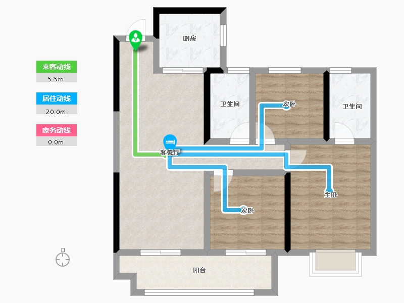 湖北省-咸宁市-卓尔赤壁公馆-85.16-户型库-动静线