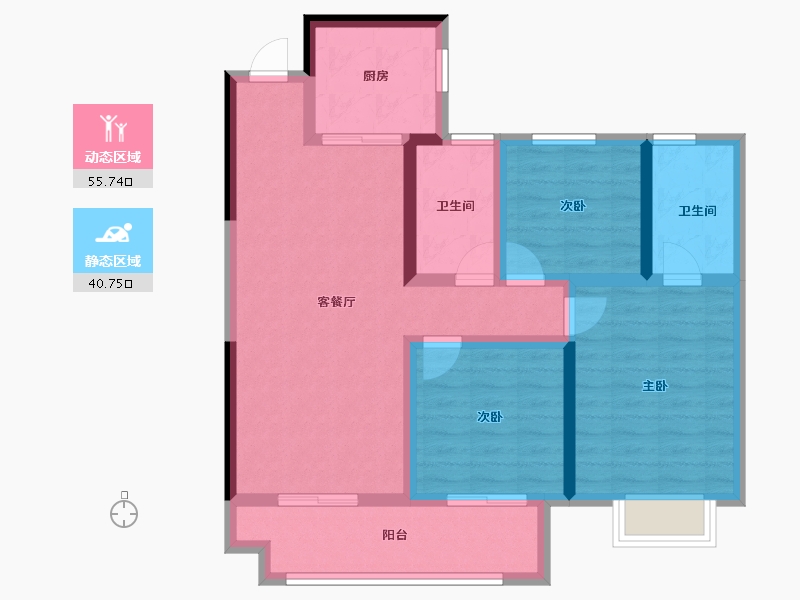 湖北省-咸宁市-卓尔赤壁公馆-85.16-户型库-动静分区